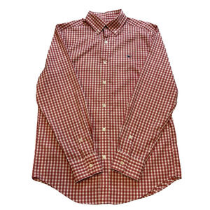 VINEYARD VINES -WHALE SHIRT- NYLON/POLYESTER- Red or Coral & WHITE- Sz . Small